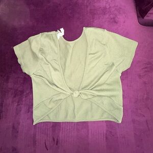 Aeropostale Sage Green Knotted Crop Top